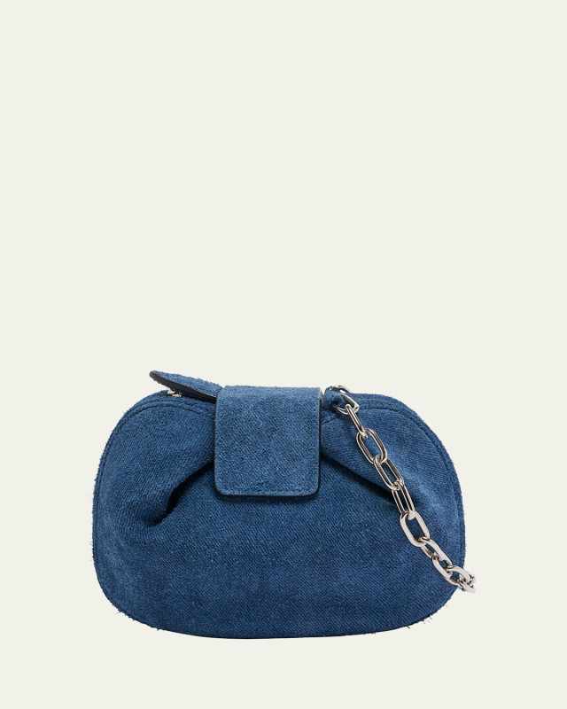 Demi Denim Suede Top-Handle Bag